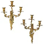 Pair Of Vintage Louis XV Style Brass Wall Lights