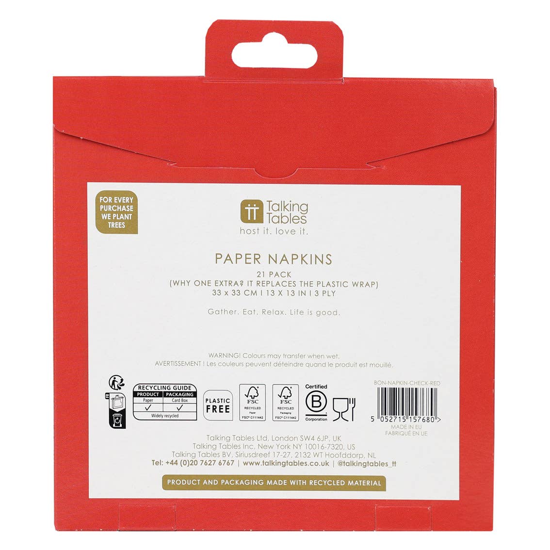 Red & White Check Napkins | 20 Pack | Spring | Summer |