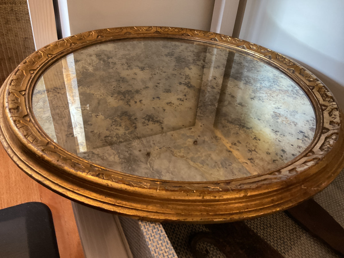 French Carved and Gilt Wood Round Mirror