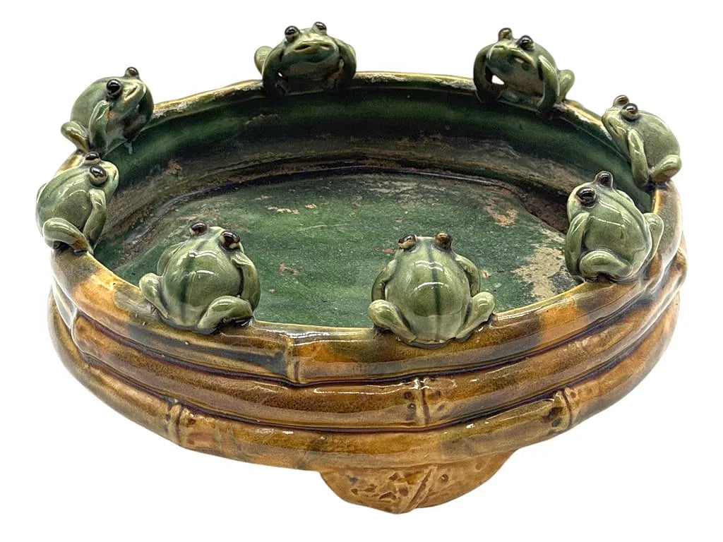 Antique English Majolica Frog Planter