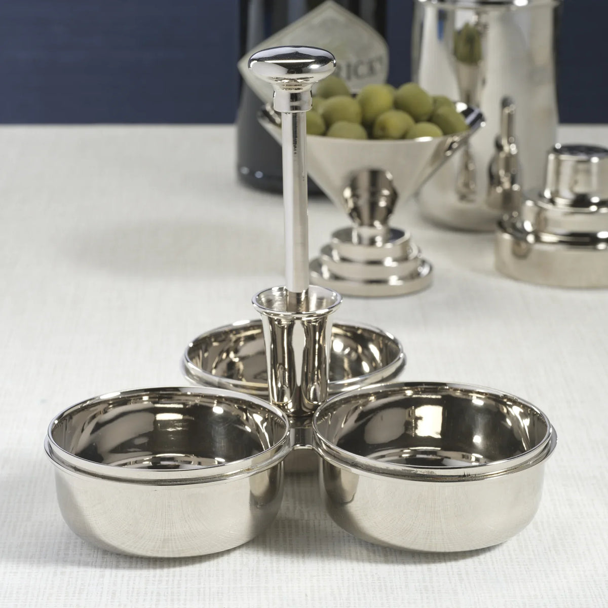 Basso Condiment Trio w/ Cocktail Pick Holder