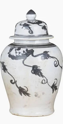 Black Temple Jar w/ Vine Motif