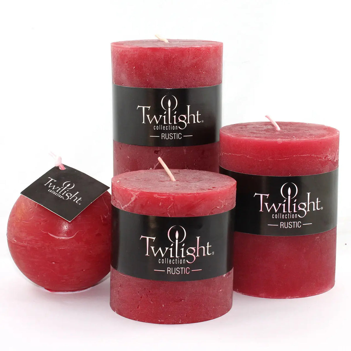 Cranberry Rustic Pillar Candle - Height 6"