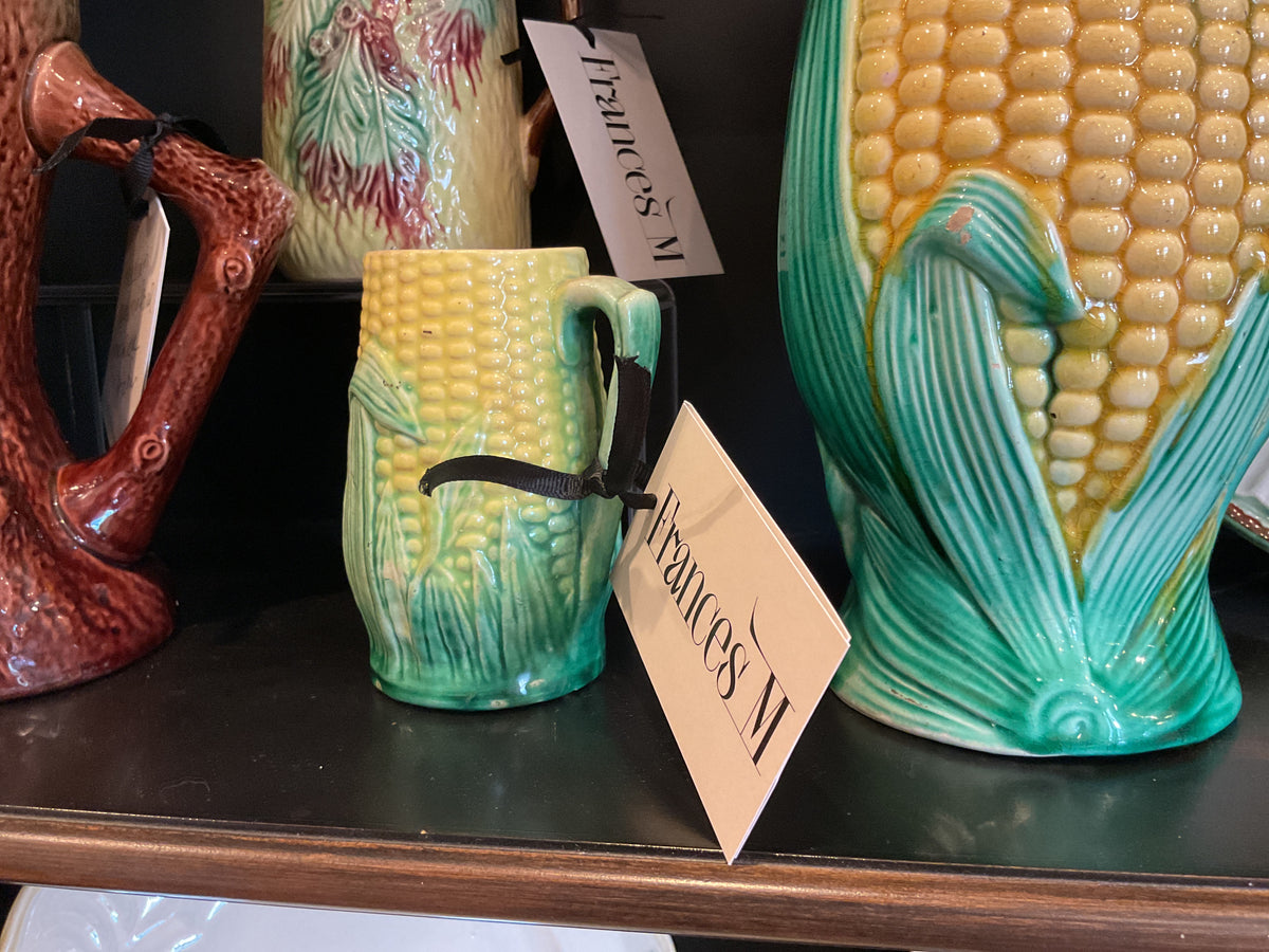 Small Majolica Corn Pitcher