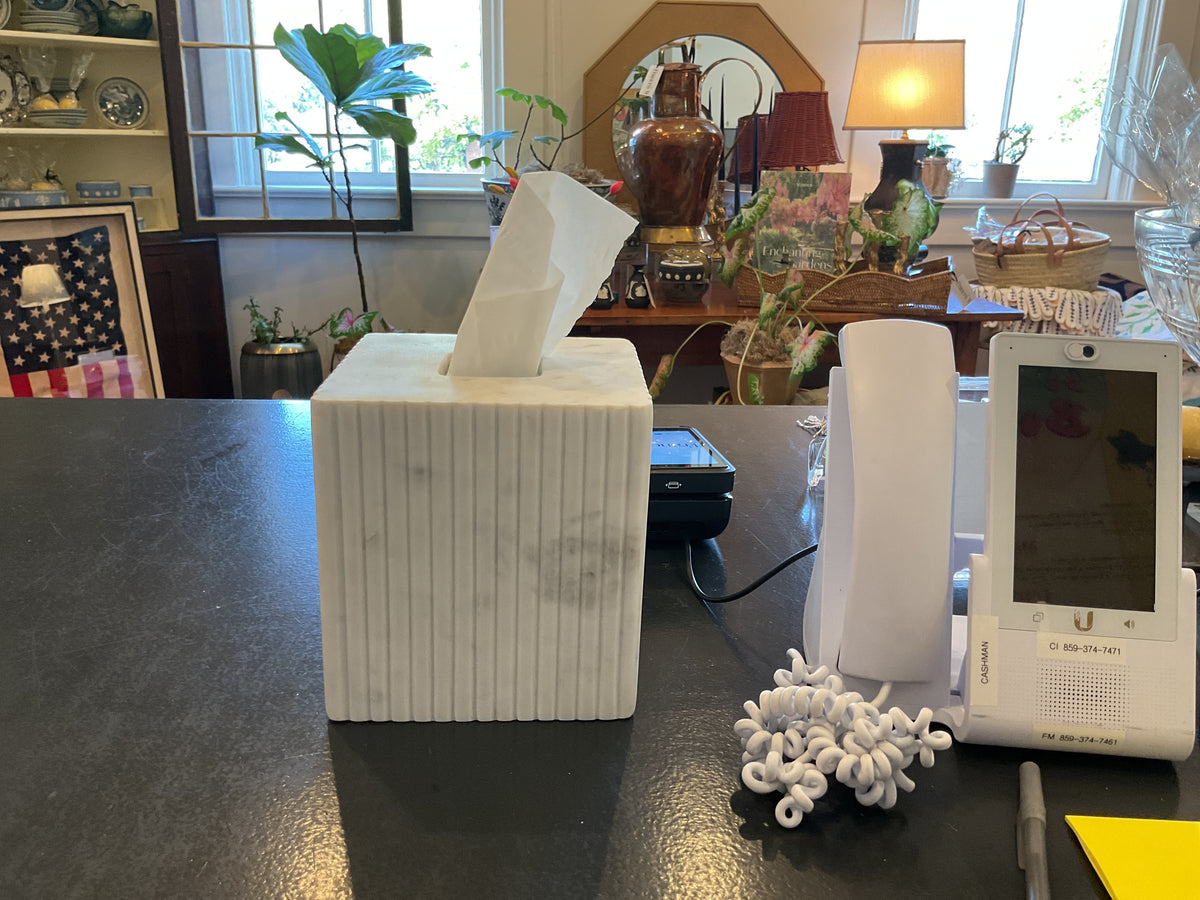 White Marble Tissue Holder