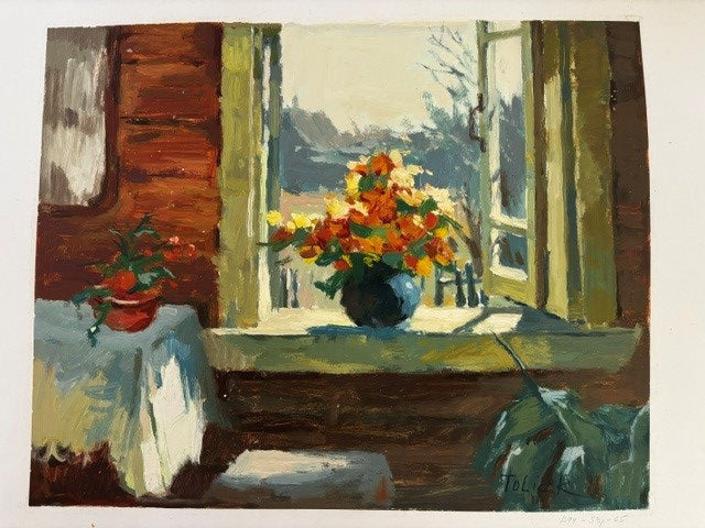 Unframed Artwork -Flowers in Window by Tolick