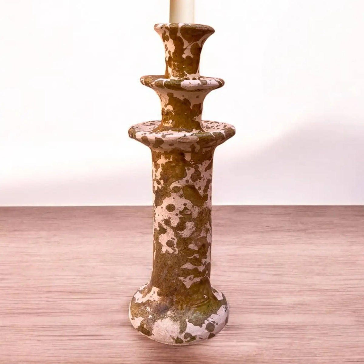 Handmade Tamegroute Splatter Candle Holder