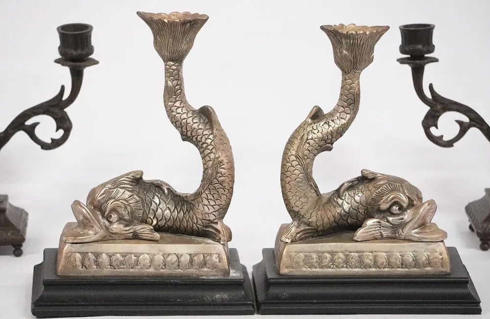 Pair of Neoclassical Dolphin Candlesticks