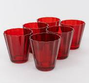 Red Low Ball Glasses (Set of 6)