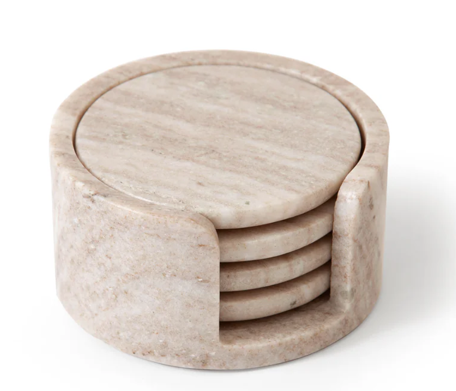 Set of 4 Beige Marble Coaster