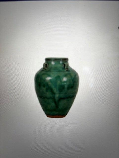 Small Handled Vase in Reactive Green