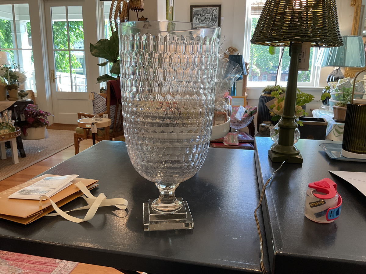 Oval Cut Glass Hurricane Large
