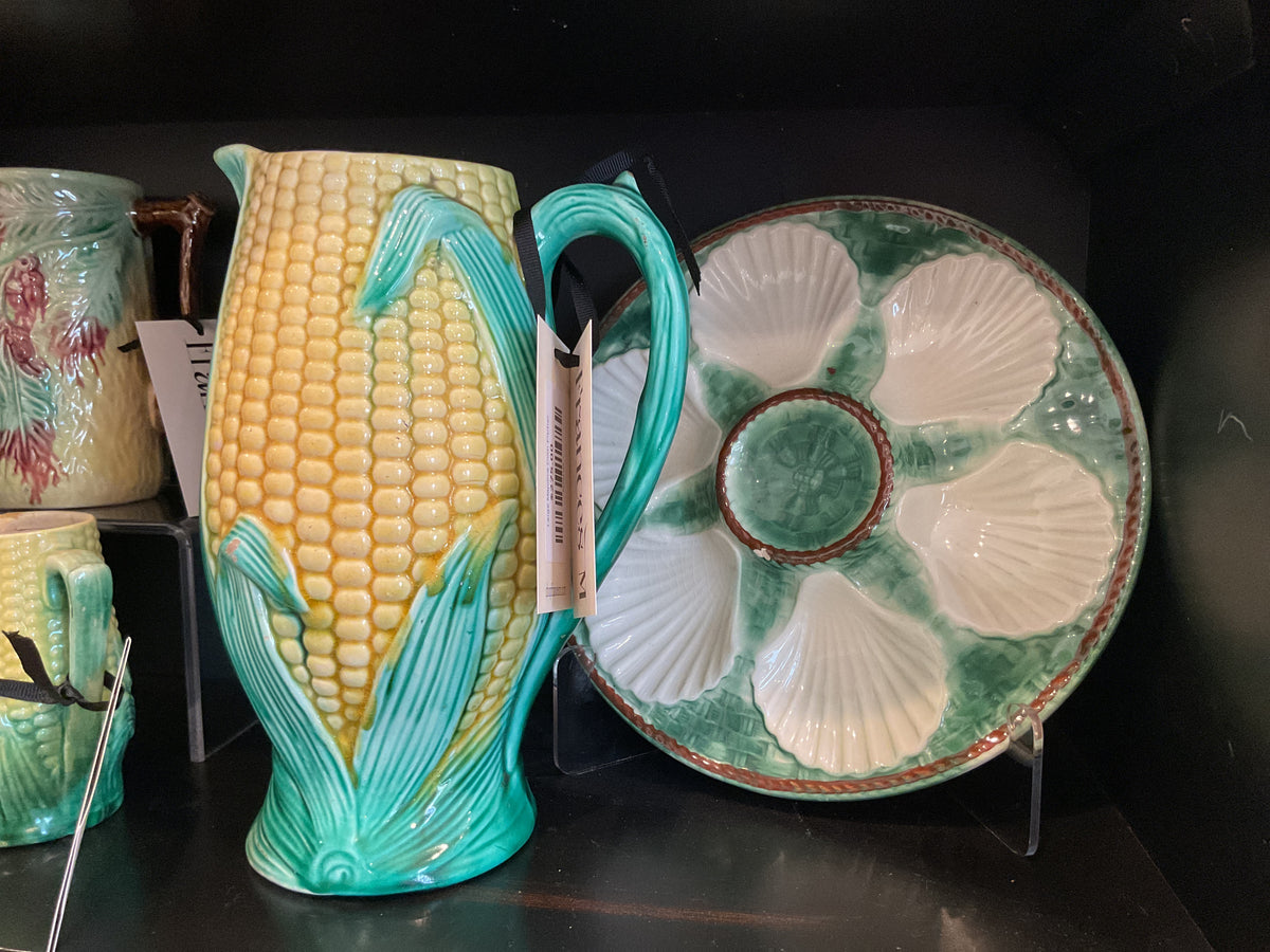 Large Majolica Corn Pitcher