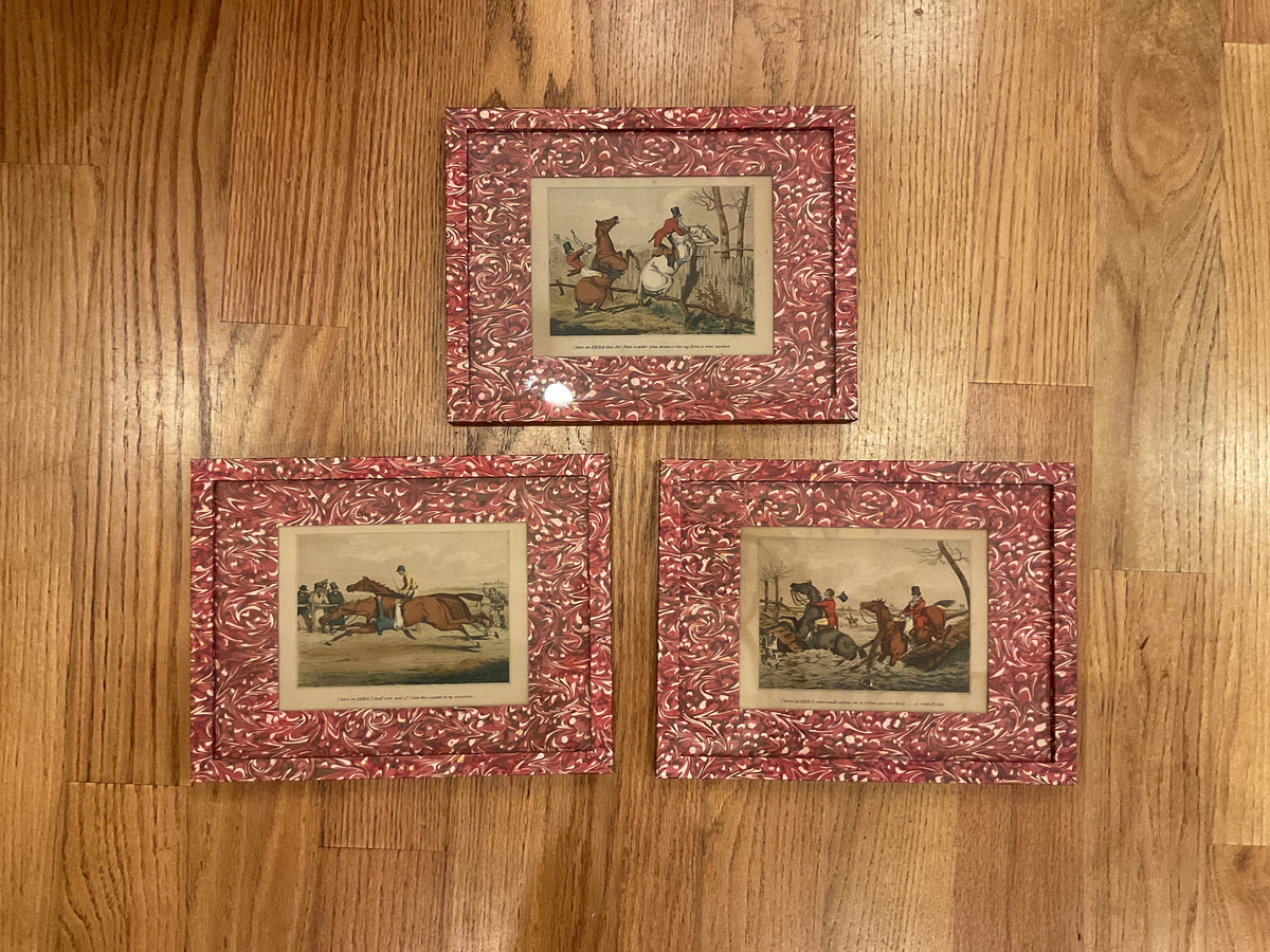 Hand Marbled Racing Prints set of 3