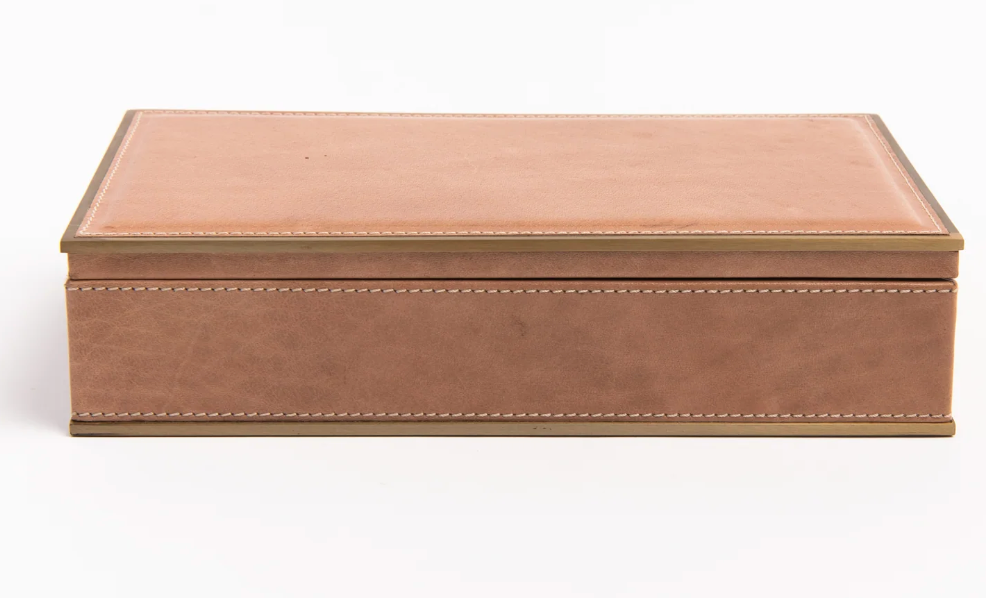 Ampezzo Leather Box with Brass Trim