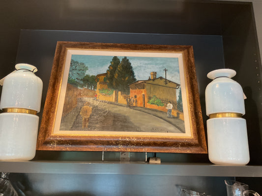 Italian Oil Painting of a Row of Houses