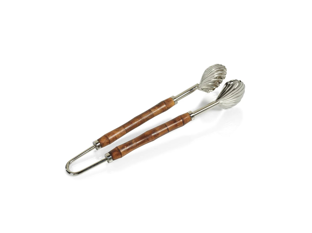 Bamboo & Nickel Ice Tongs