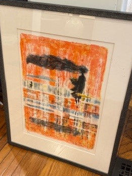 Black Figure on Orange Background