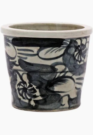 Black Silla Orchid Pot Twisted Flower