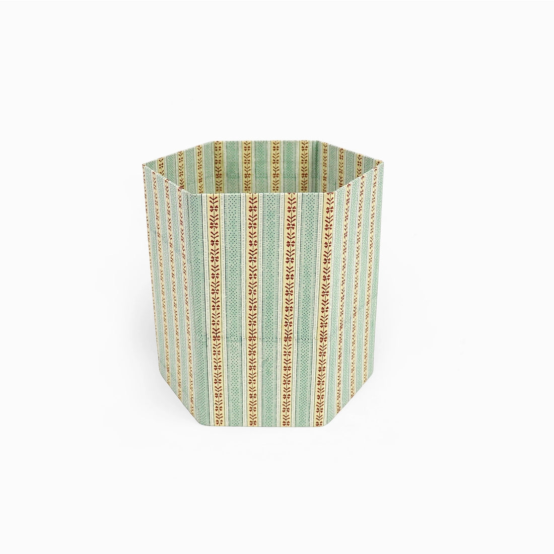 Block Printed Hexagon Collapsible Basket