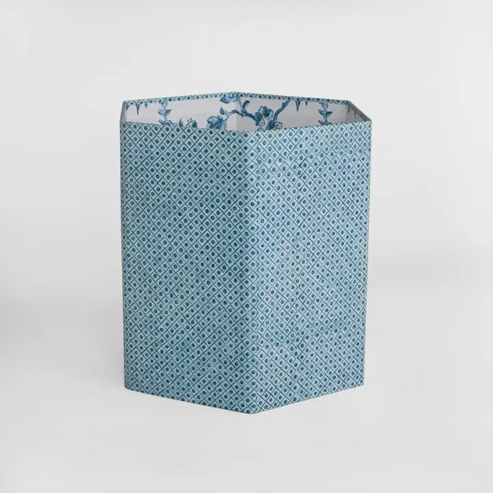 Block Printed Hexagon Collapsible Basket