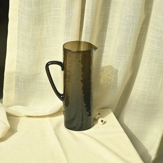 Brown Hammered Glass Pitcher