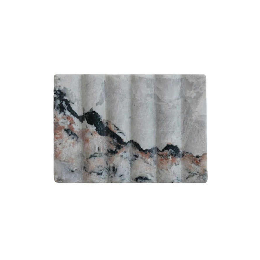 Carved Variegated Marble Soap Dish