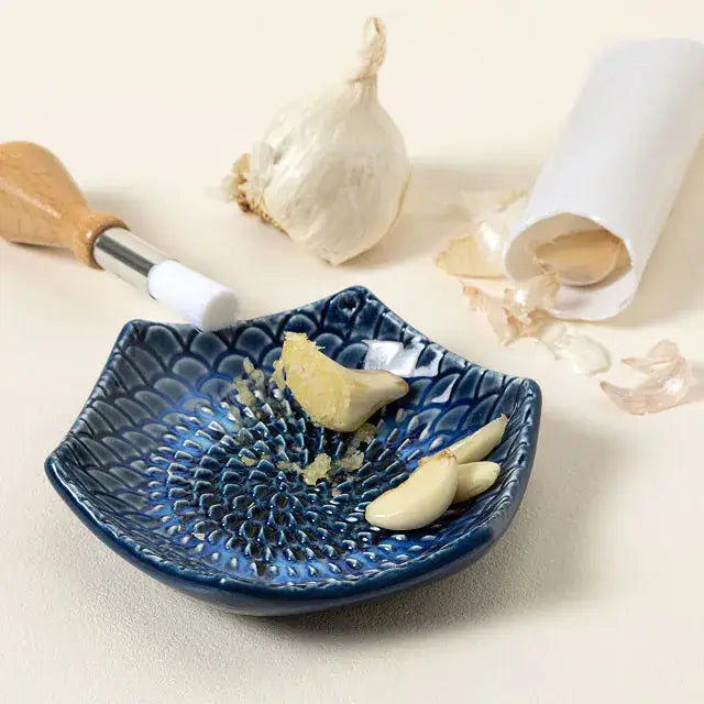 Ceramic Garlic Grater Plate - 3 Piece Set