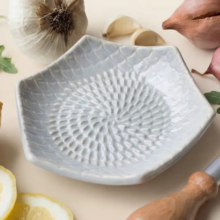 Ceramic Garlic Grater Plate - 3 Piece Set