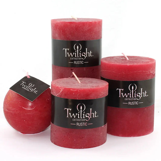 Cranberry Rustic Pillar Candle - Height 4"