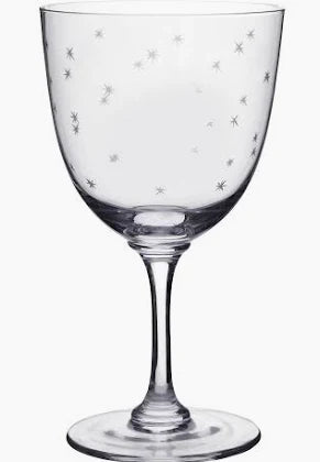 Crystal Wine Glasses with Stars Design, Set of 6