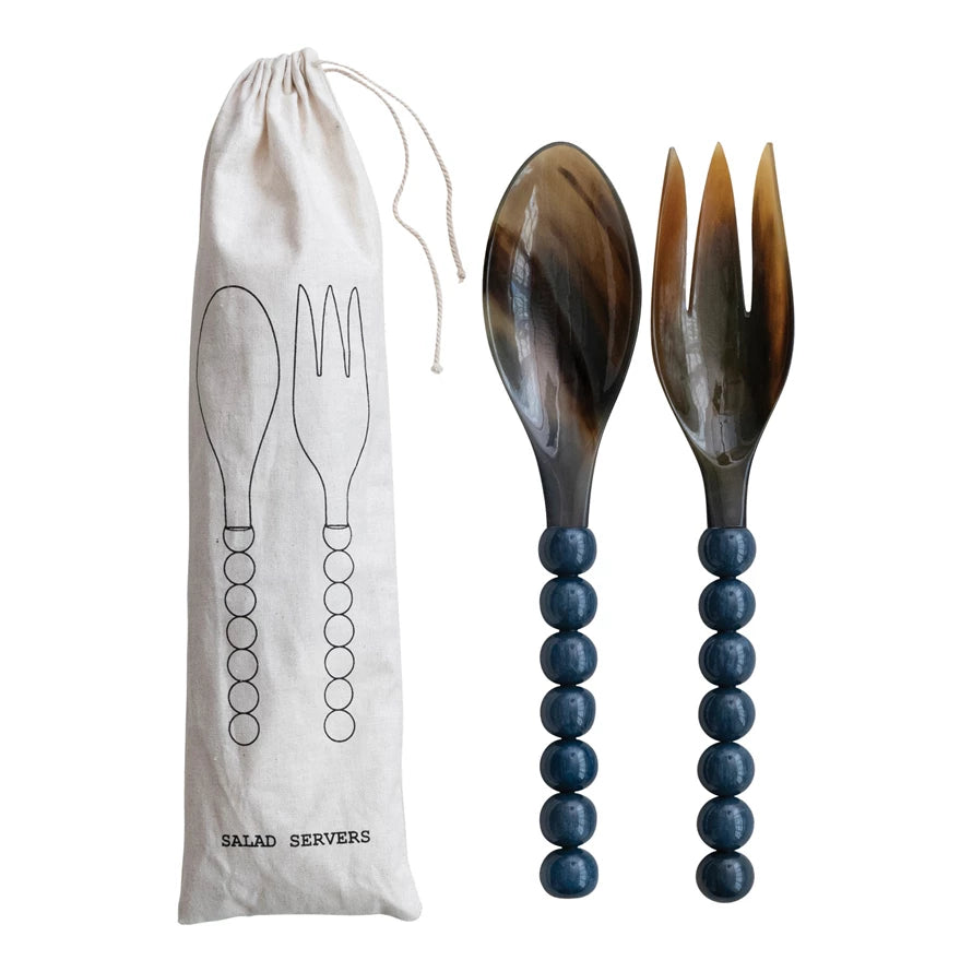 Natural Horn Salad Servers