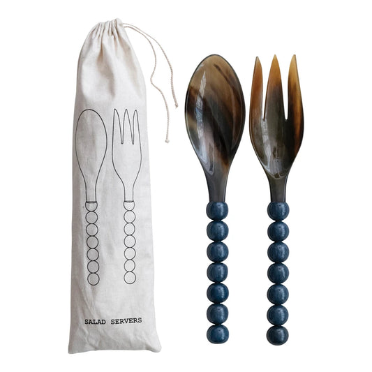 Natural Horn Salad Servers