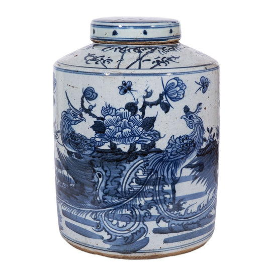 Dynasty Tea Jar Phoenix Peony Motif Large