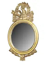 French Napoleon III Gilt Oval Mirror w/ Eagle