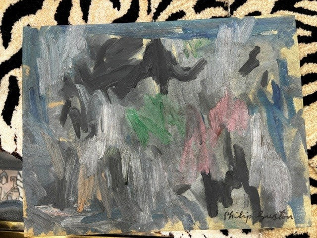 Unframed Artwork - Gray Green and Pink Abstract by Philip Guston