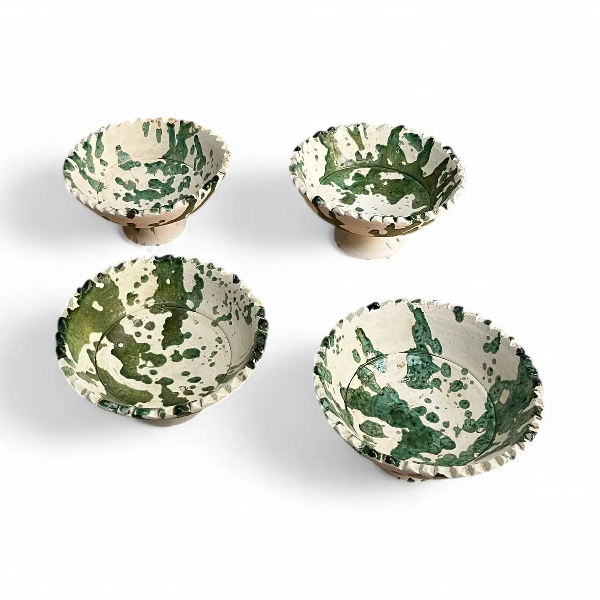 Green Splatter Moroccan Footed Bowl