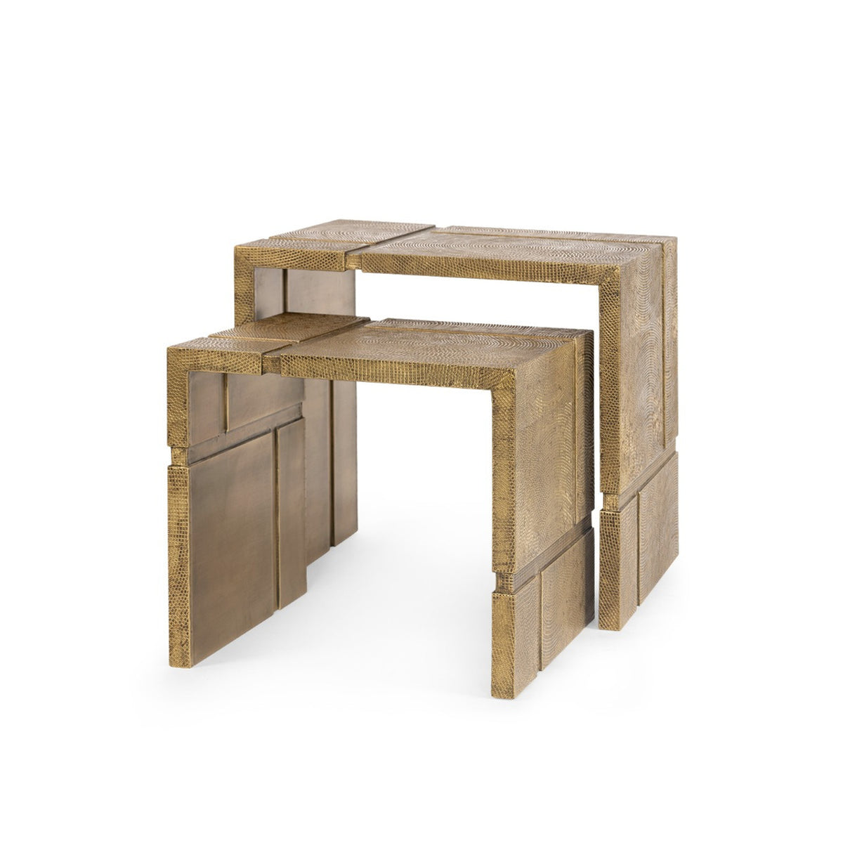 Hollis Nesting Tables Set/2 Antique Brass