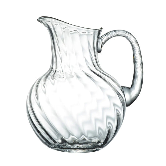 Large Crystal Water Jug with Ripple Design