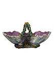 Majolica Double Form Shell Basket w/ Rope Twist Handle