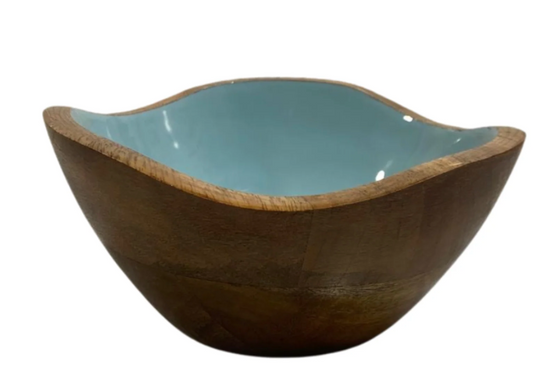 Mango Wood & Enamel Small Curve Bowls