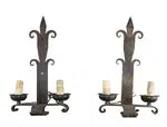 French Gothic Revival 2 Arm Iron Sconce