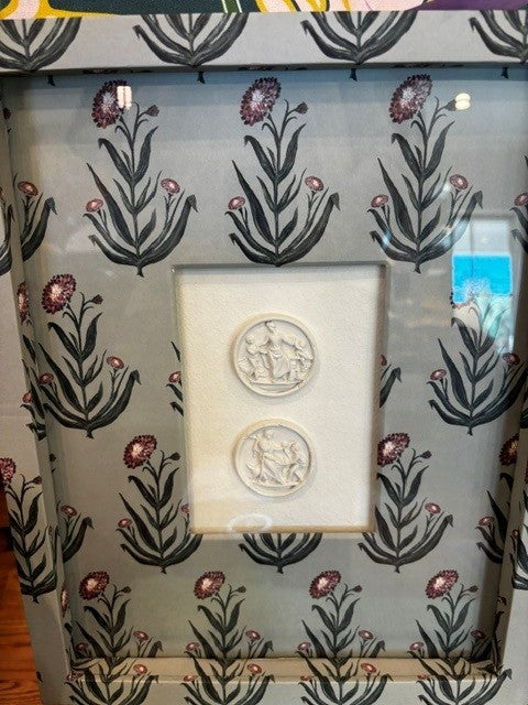 Plaster Medallions in Green Floral Frame