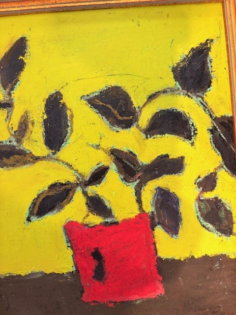Red Vase on Yellow Background