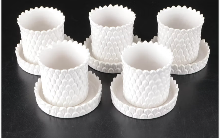 Italian Ceramic Espresso Cup & Saucer Set of 4