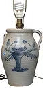 Stoneware Crock Lamp with Birds