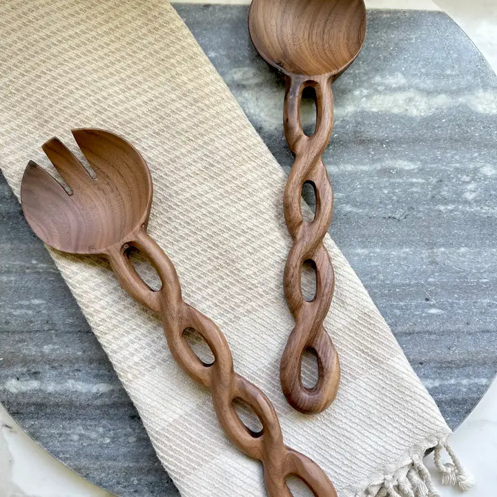 Walnut Wood Salad Servers