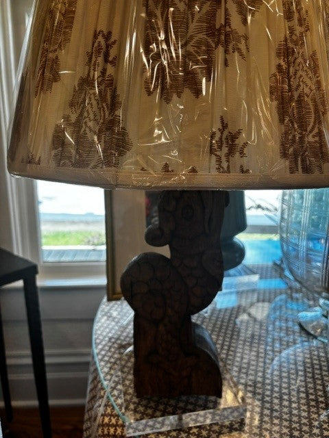 Wood Carved Dolphin Lamp